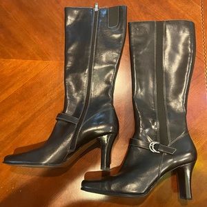 New IN BOX Anne Klein MEAD Black Leather Knee High Boots Women’s Size 11